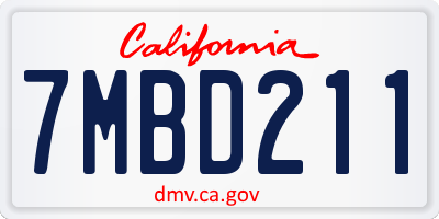 CA license plate 7MBD211