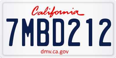 CA license plate 7MBD212