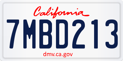 CA license plate 7MBD213