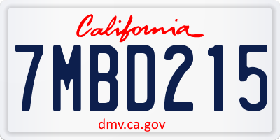 CA license plate 7MBD215