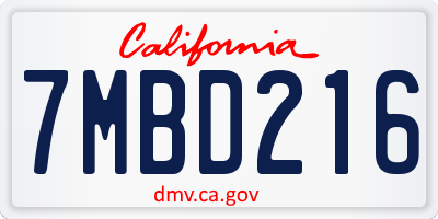 CA license plate 7MBD216