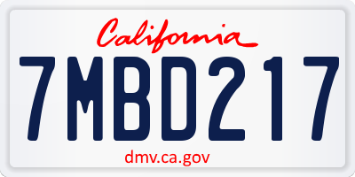 CA license plate 7MBD217