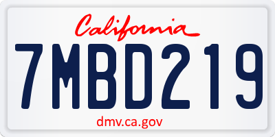 CA license plate 7MBD219