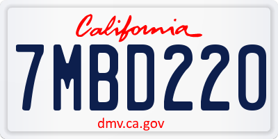 CA license plate 7MBD220