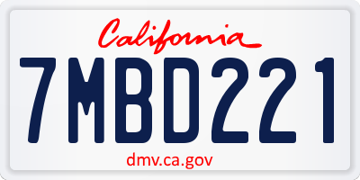 CA license plate 7MBD221