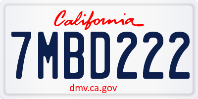 CA license plate 7MBD222