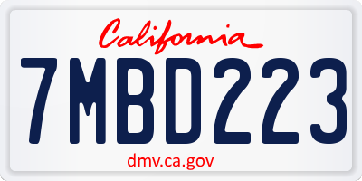 CA license plate 7MBD223