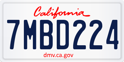 CA license plate 7MBD224