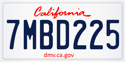 CA license plate 7MBD225