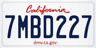 CA license plate 7MBD227