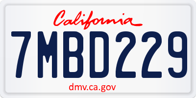 CA license plate 7MBD229