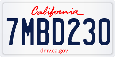 CA license plate 7MBD230