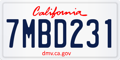 CA license plate 7MBD231