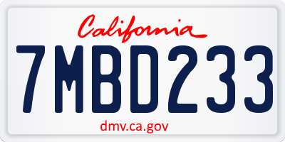 CA license plate 7MBD233