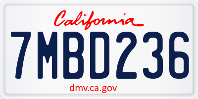 CA license plate 7MBD236