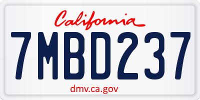CA license plate 7MBD237