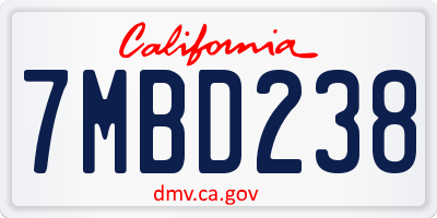 CA license plate 7MBD238