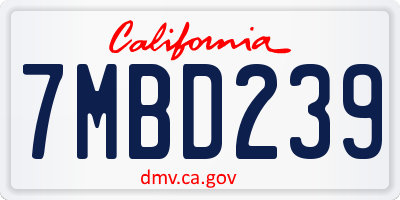CA license plate 7MBD239