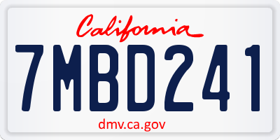 CA license plate 7MBD241