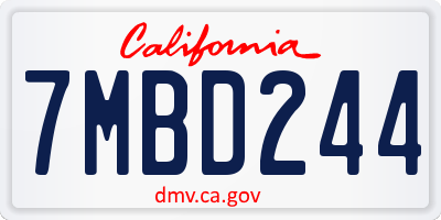 CA license plate 7MBD244