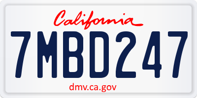 CA license plate 7MBD247