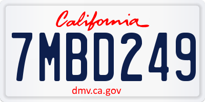 CA license plate 7MBD249