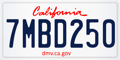 CA license plate 7MBD250