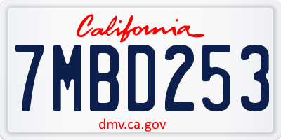CA license plate 7MBD253