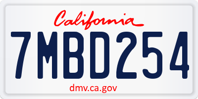 CA license plate 7MBD254