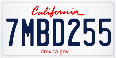 CA license plate 7MBD255