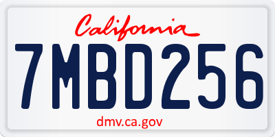 CA license plate 7MBD256