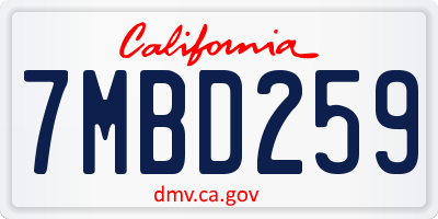 CA license plate 7MBD259