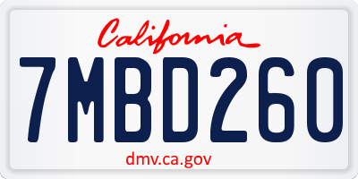 CA license plate 7MBD260