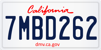 CA license plate 7MBD262