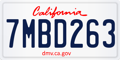 CA license plate 7MBD263