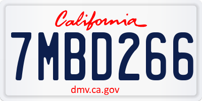 CA license plate 7MBD266