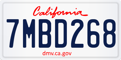CA license plate 7MBD268