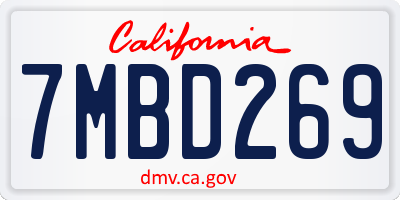 CA license plate 7MBD269