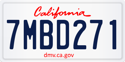 CA license plate 7MBD271