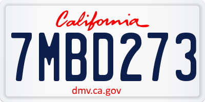 CA license plate 7MBD273