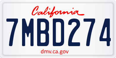 CA license plate 7MBD274