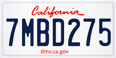 CA license plate 7MBD275