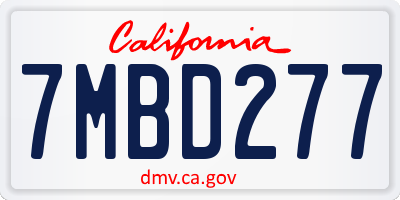 CA license plate 7MBD277
