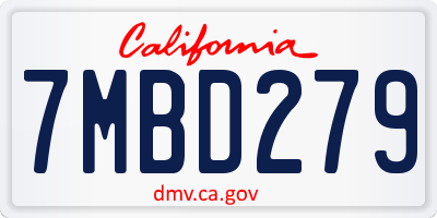 CA license plate 7MBD279