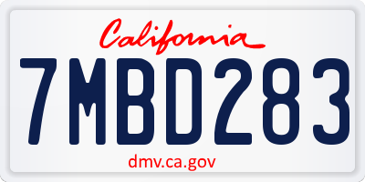 CA license plate 7MBD283