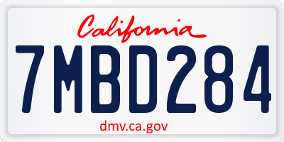 CA license plate 7MBD284