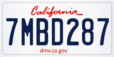 CA license plate 7MBD287