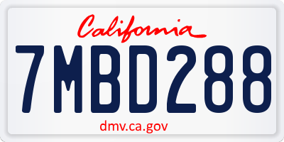 CA license plate 7MBD288