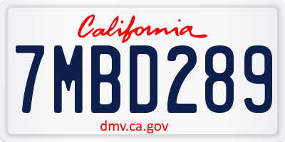 CA license plate 7MBD289