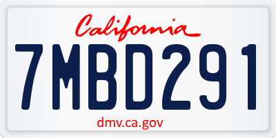 CA license plate 7MBD291